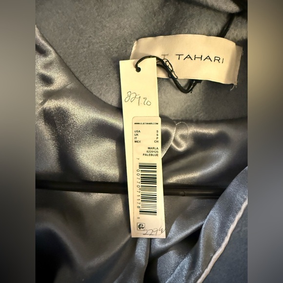 Elie Tahari Pale Blue Marla Oversized Collar Wrap Coat - Picture 6 of 12